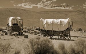 wagons on the oregon trail going west