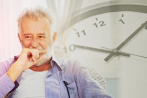 older man with clock one last time
