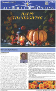 Blue Ridge Christian News November 2022 Front page
